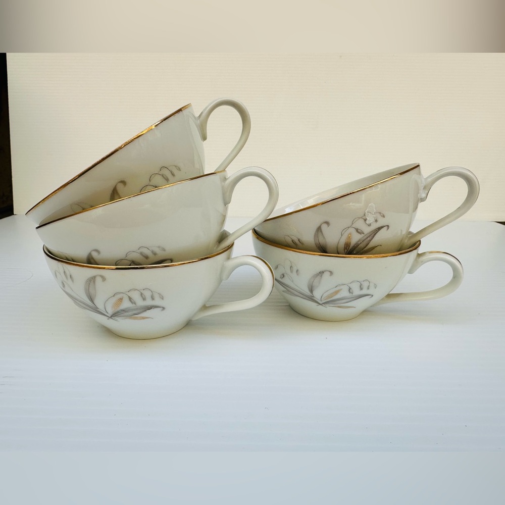 Vintage Kaysons gold rhapsody porcelain teacup set 1961 tableware 5 piece